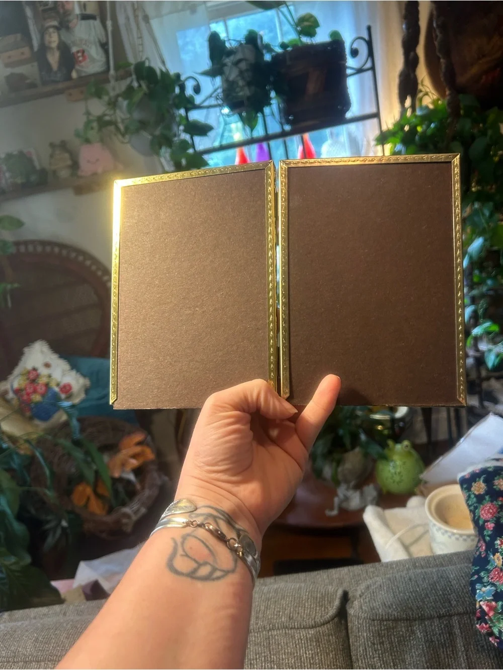 🌟Vintage Celestial Wallpaper Samples-Framed in Vintage Gold 5x7 Double Frame 🌟